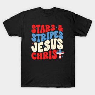 Stars and Stripes Jesus Christ Shirt | Patriotic Christian USA Design T-Shirt